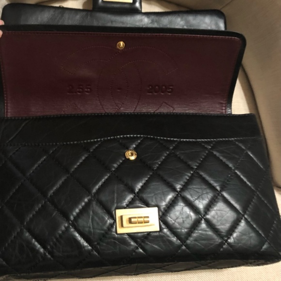 🔴SOLD🔴Chanel Aged Calfskin Quilted 50th Anniversary 2.55 Reissue 227 Black - Picture 11 of 16